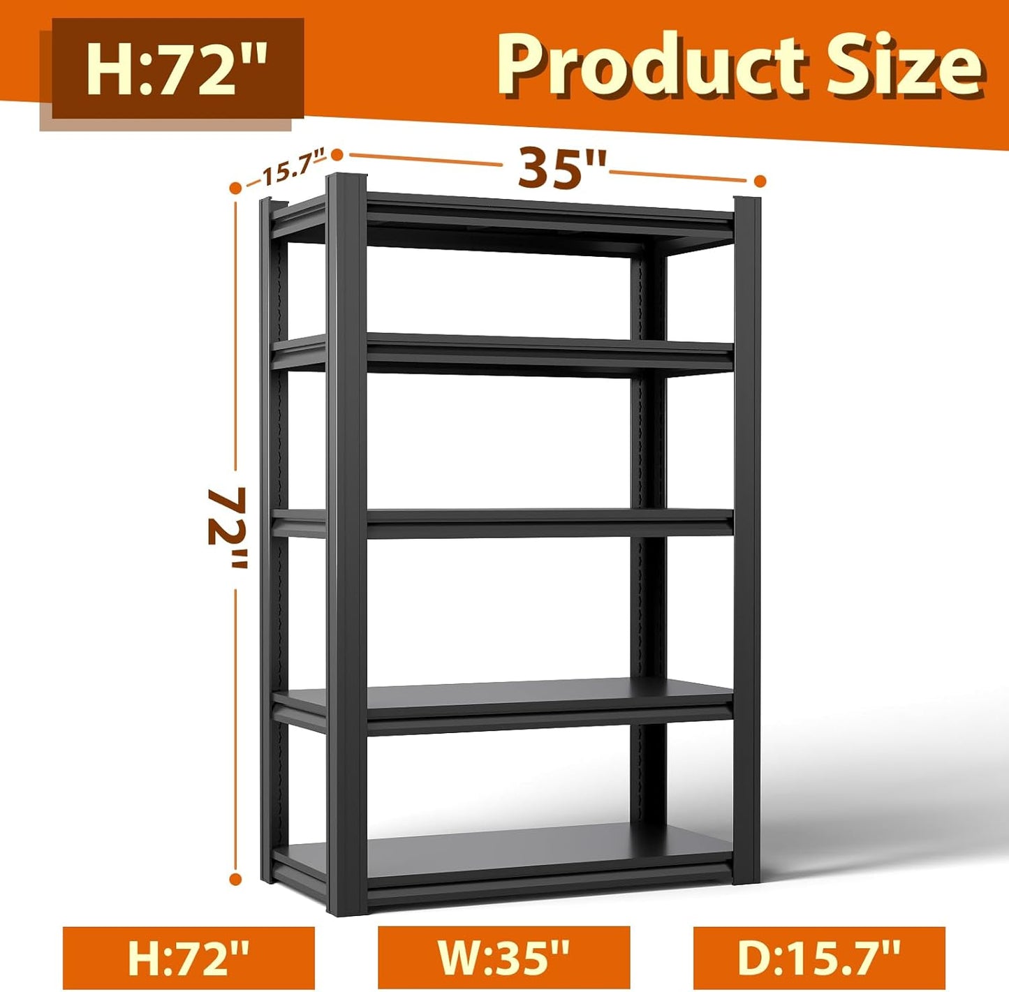 Heavy Duty Storage Shelves Unit, Adjustable Metal Garage Shelving,3500LBS Garage Storage Industrial Shelves,Storage Racks,Steel Shelf Suitable for Shop,Warehouse,Basement