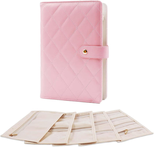 Travel Jewelry Organizer Case ， Portable Jewelry Organizers Storage Book, Compact Jewelry Roll for Earrings, Rings, Necklaces - Perfect Jewelry Travel Bag for Women