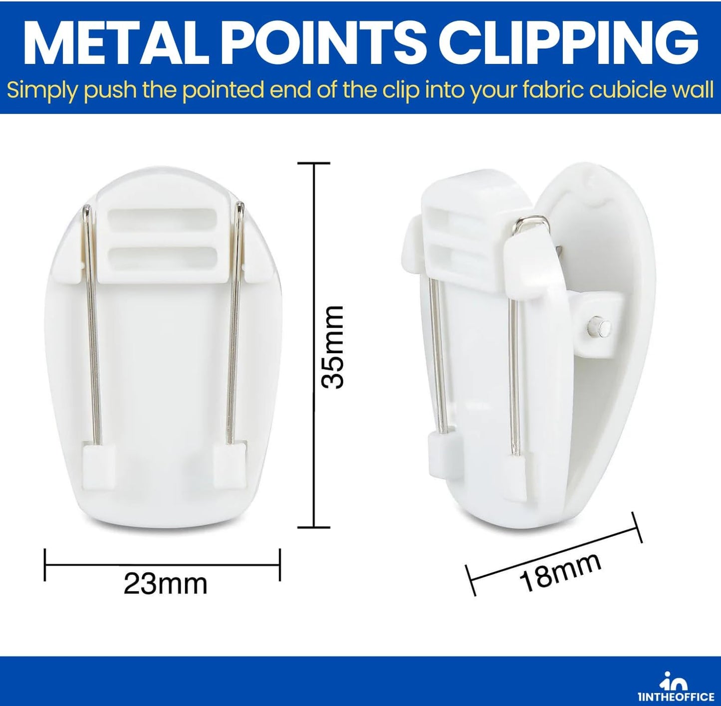 1InTheOffice Cubicle Clips, White Cubicle Pins, Office Clips, Wall Clip for Fabric Panels, (12 Pack)