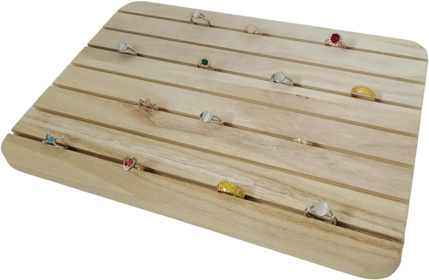 Natural Wood Business Card Holder Wooden Earring Display Stands Jewelry Retail Display for Selling Earring Showing Ring organizer (7 Slots Earring Board)