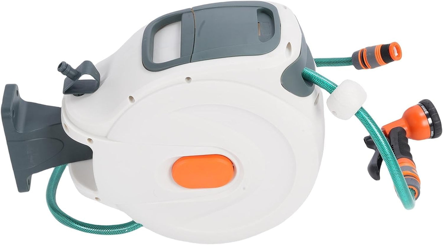 JTLB Retractable Garden Hose Reel 10m Wall Mount 180 Degree Swivel Bracket for Watering Car Washing