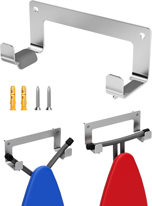 Ironing Board Hanger Wall Mount Stainless Steel, Y T Leg Ironing Board Holder Wall Mount for Laundry Room, Iron Board Hooks for Wall Heavy Duty Silver
