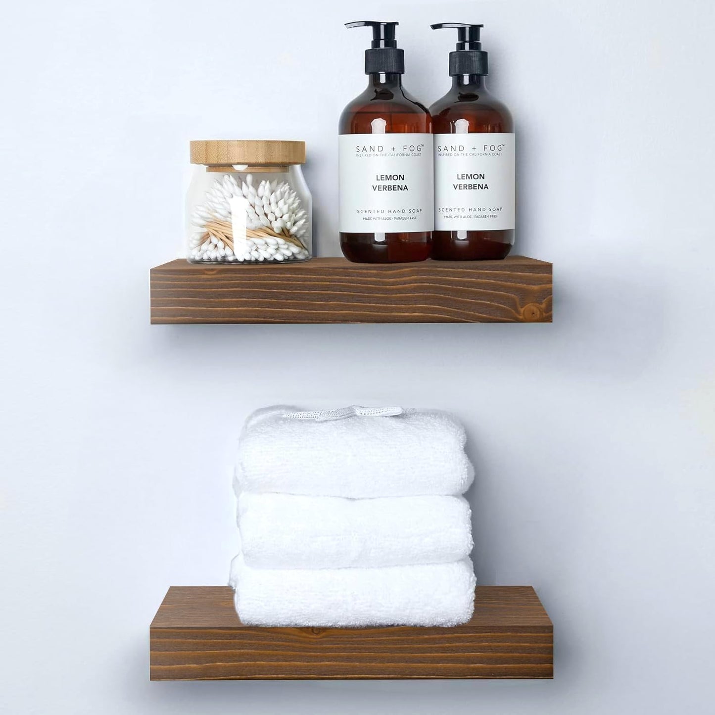 Homeforia Classic Walnut 12 inch Floating Shelf, High End Solid Real Wood Small 12inch Floating Shelves for Wall Mounted, 12in Floating Shelves, Heavy Duty Bracket, 12 X 6.5 X 1.75 inches, Set of 2