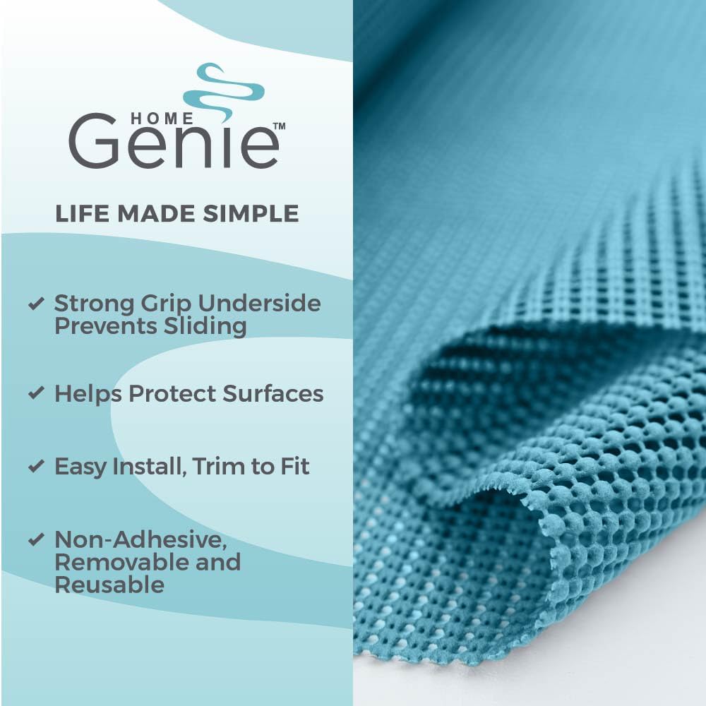 HOME GENIE Shelf Drawer and Cabinet Liner, Durable with Strong Grip, 12 in x 20 FT, Non Adhesive Liners Protect Kitchen Cabinets and Cupboard, Pantry, Bathroom Drawers and Shelves, Desks, Teal