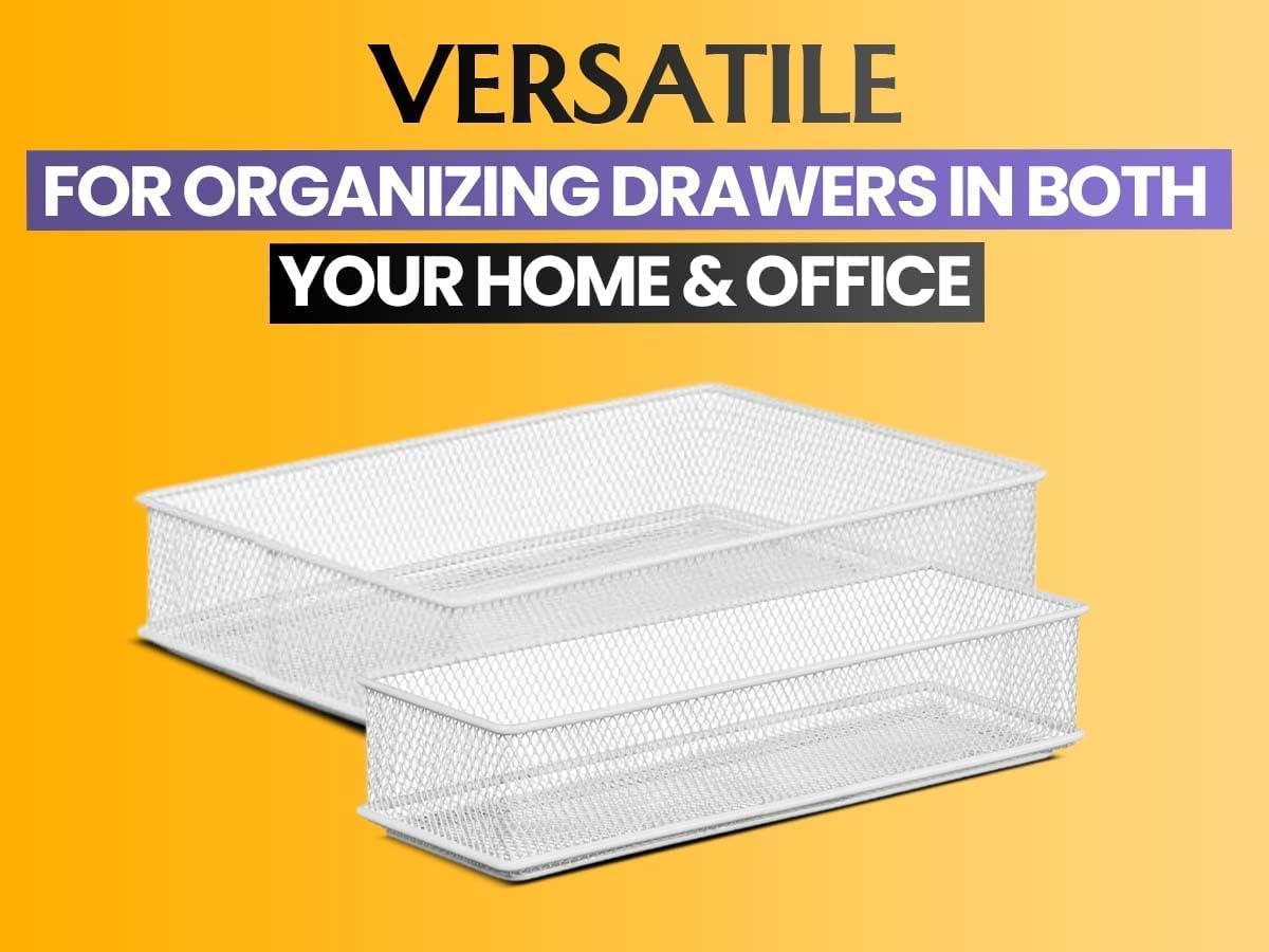 YBM HOME Silver Mesh Drawer Cabinet and or Shelf Organizer Bins, School Supply Holder Office Desktop Organizer Basket (1, 3x15x2 Inch)