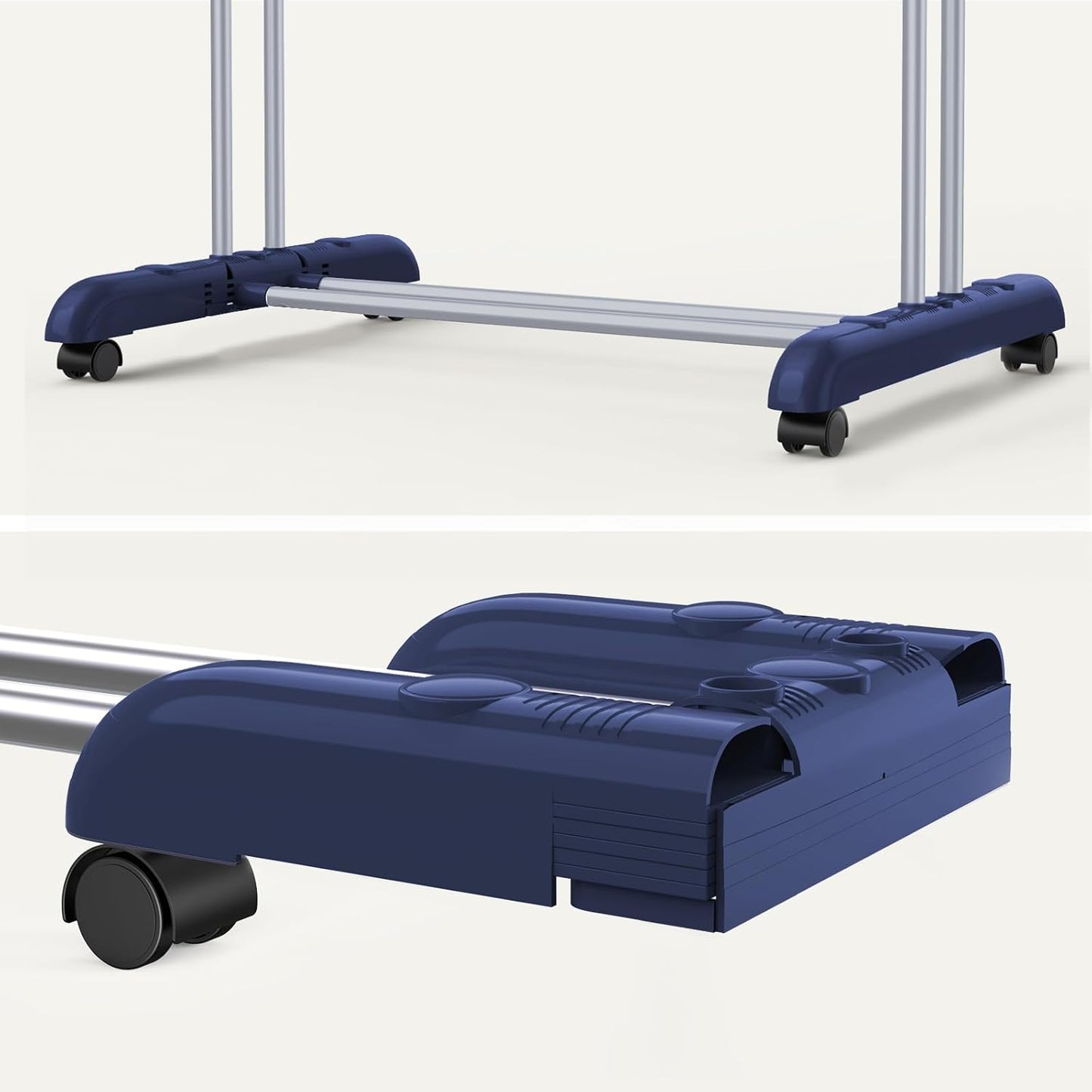 Bigzzia Clothes Drying Rack, 67.7 Inch Laundry Drying Rack with Foldable Base, 4 Tier Stainless Steel Drying Rack Clothing, Movable Laundry Rack for Indoor Outdoor-Blue