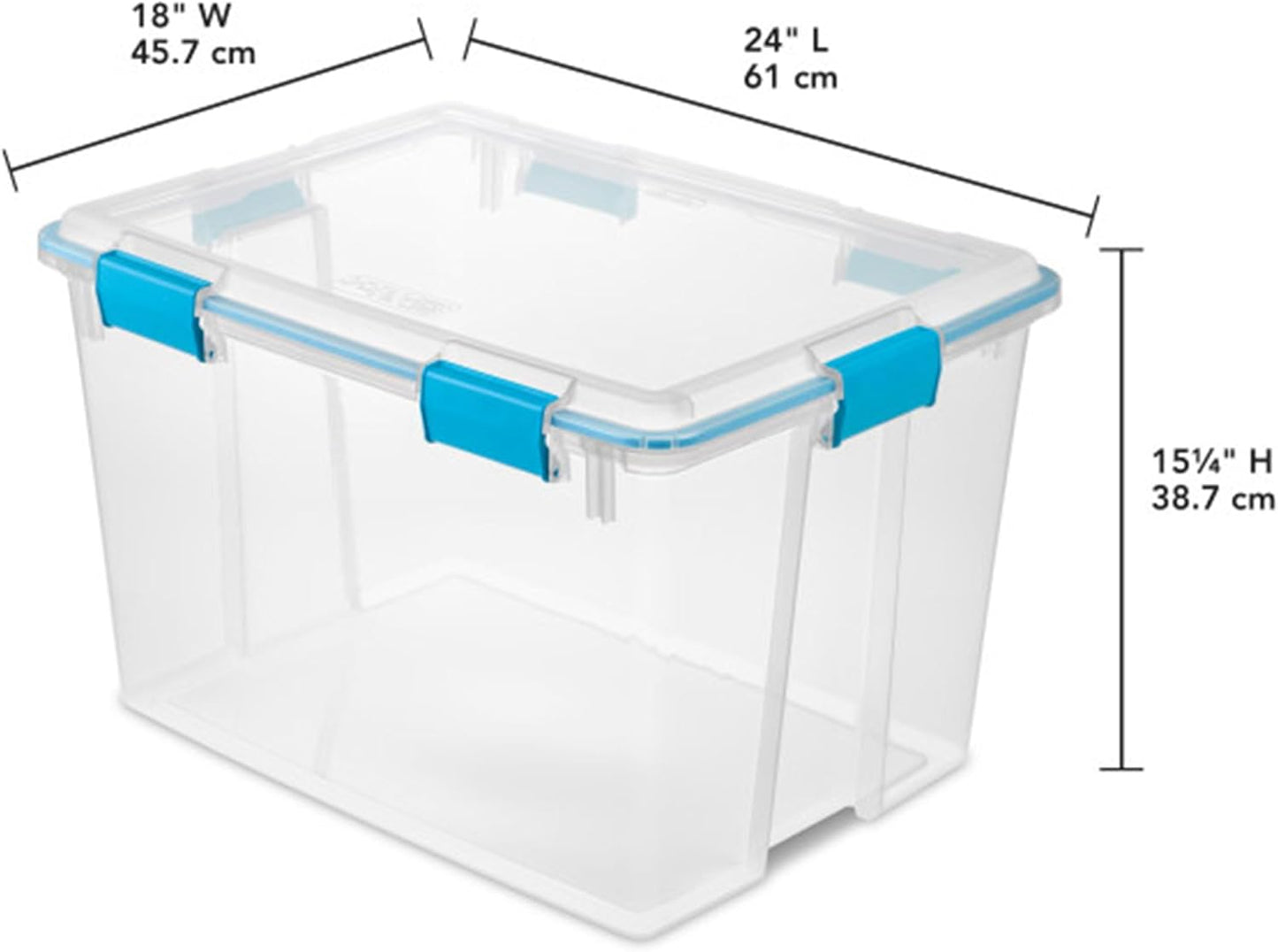 Sterilite 16-Pack Gasket Box, Weather-Resistant Storage Bins with Latching Lids, 80 Quart - Heavy-Duty Organizing Containers for Closet, Bathroom, and Office