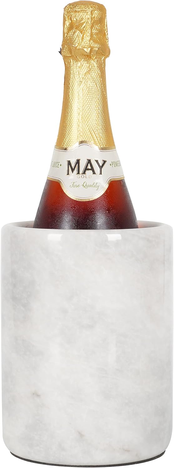 Radicaln Marble Wine Chiller 6.5" Inches White Handmade Insulated Cooler For Champagne - Wine Chiller & Beverage Coolers For Bar Accessories - Wine Bottle Cooler Holder for Christmas Decor