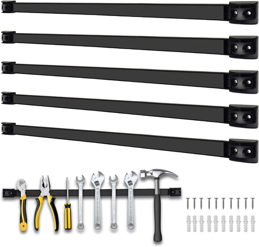 24" Magnetic Tool Holder, 5 Packs Magnetic Storage Strips Magnet Bar PVC Coated for Garage Tool Organizer Mounted Hanging Strip,Heavy Duty of Holder Easy to Install