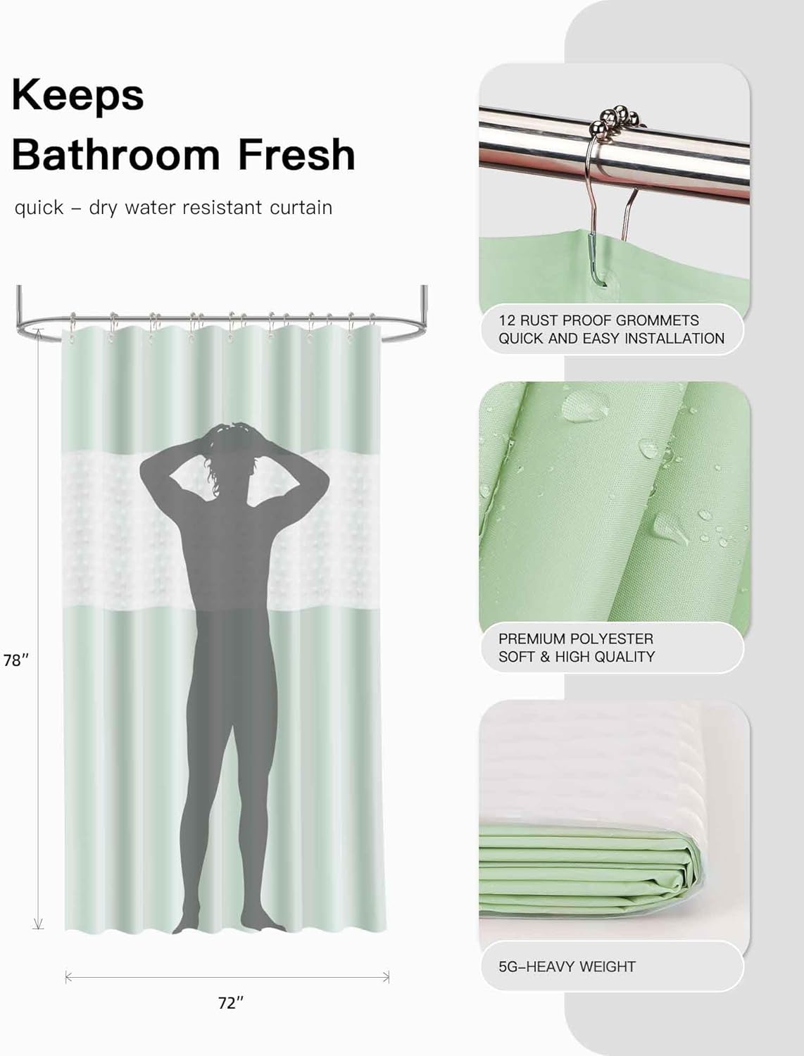 Bathroom Accessories Set,Green Bathroom Set,24 Pieces Bathroom Accessory Set with Shower Curtain,Trash Can for Bathroom Accessories Décor and Home Gifts