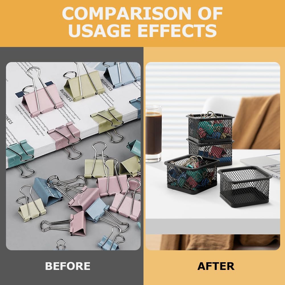 Paper Clip Holder for Desk, Paperclip Holders Mesh Paperclip Dispenser Organizer for Desk Binderclip Bobby Pin Holder Container for Home Office School(SIZE:4pcs)