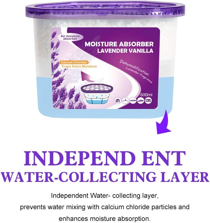 CANAGER Lavender Vanilla,Fresh Scent, Moisture Absorber Box,Odor Eliminator and Dehumidifier Boxes for Closet,Bedroom,Kitchen,Bathroom-6 Packs,Cups - Traps Moisture for Fresher, Cleaner Air