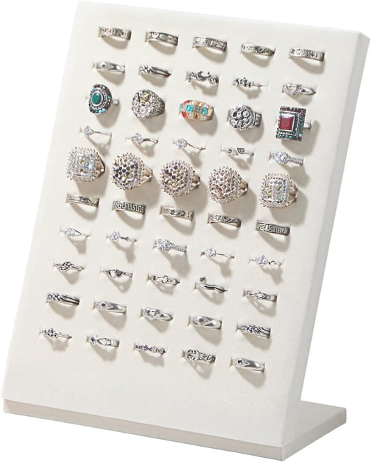 Ring Board Display Stand,Velvet Jewelry Earring Organizer Holder for Selling,Vendors Storage Tray for Multiple Rings (Beige)