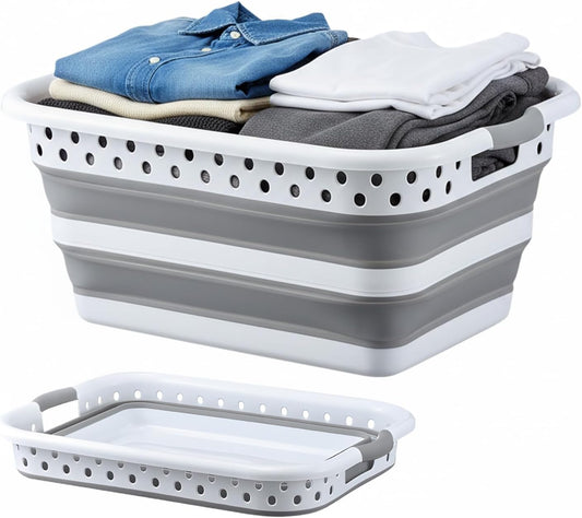 Monozuki Collapsible Plastic Laundry Basket 11.1 gallon(42L) Eco-recycled material - Foldable Pop Up Storage Container/Organizer - Space Saving Hamper/Basket BPA Free