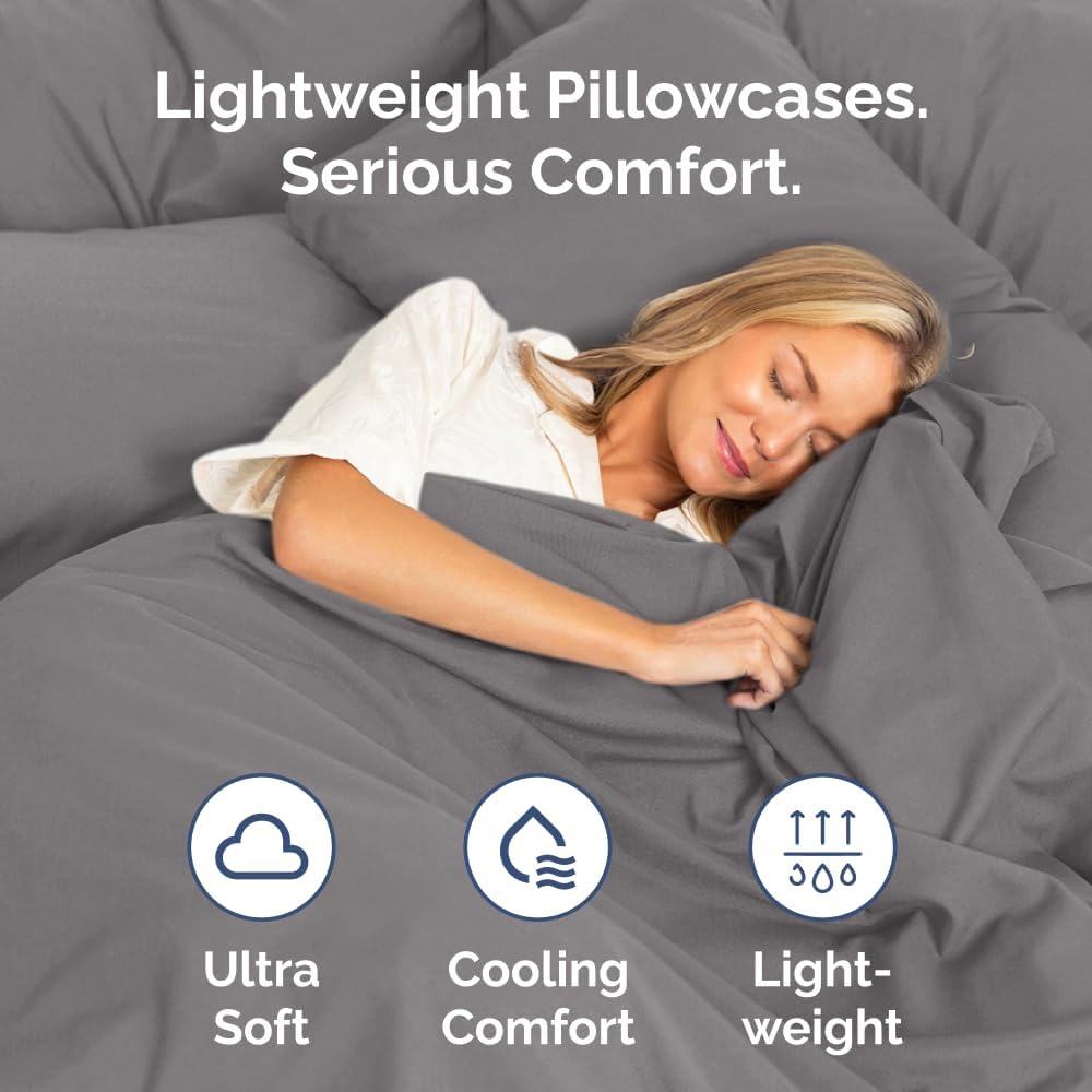 King Pillow Cases - 4 Pack - Super Soft Pillowcase Covers - Envelope Enclosure - Hotel Quality Pillow Protectors - Wrinkle Free, Shrink and Stain Resistant - Machine Washable - 20" x 40" (Dark Grey)