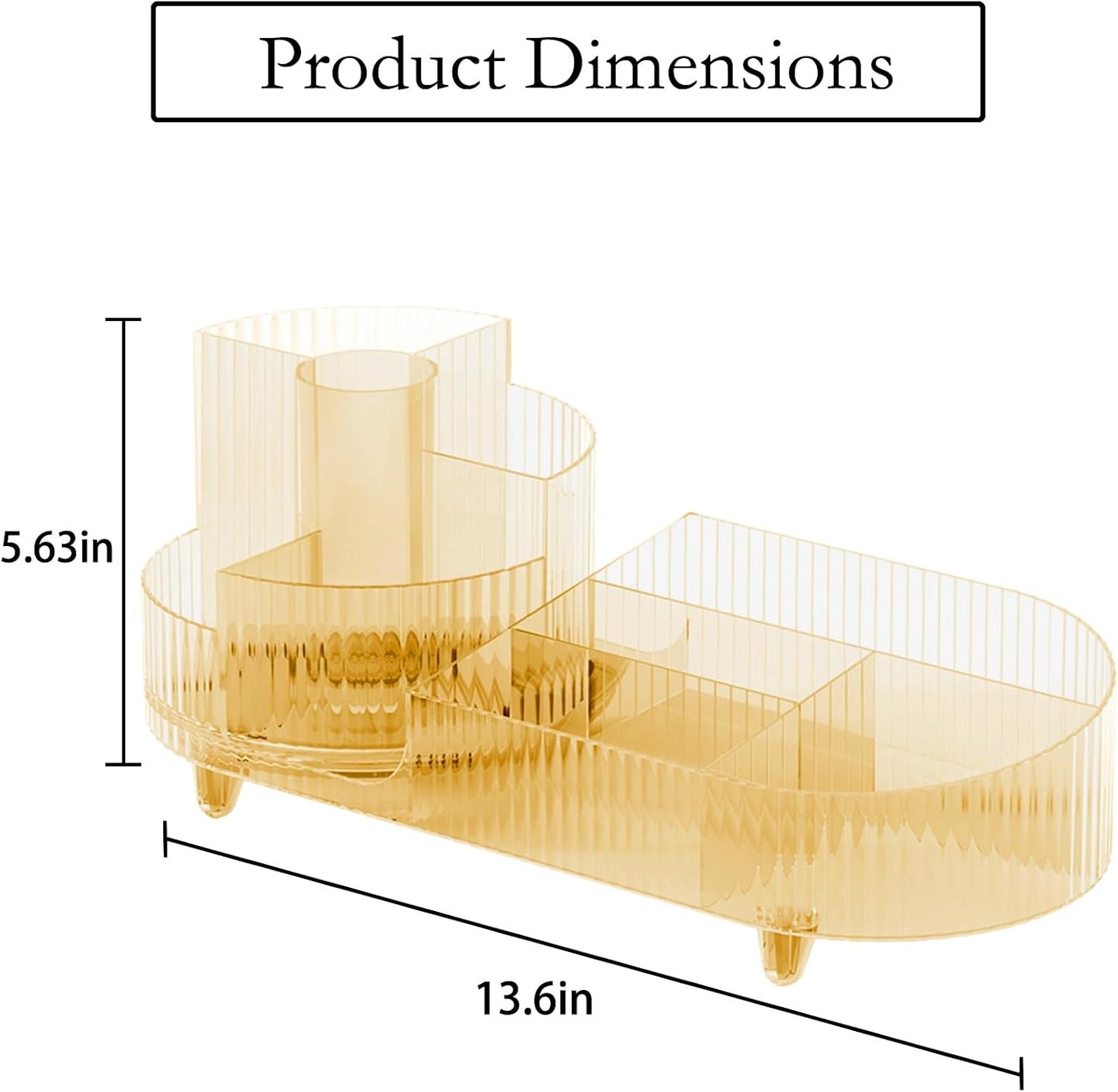 Rotating Makeup Organizer for Vanity with Brush Holder, Cosmetic Makeup Storage Organizer, Large Spinning Makeup Skincare Organizer, Countertop Makeup Perfume, Lotions Display Case (Transparent Gold)