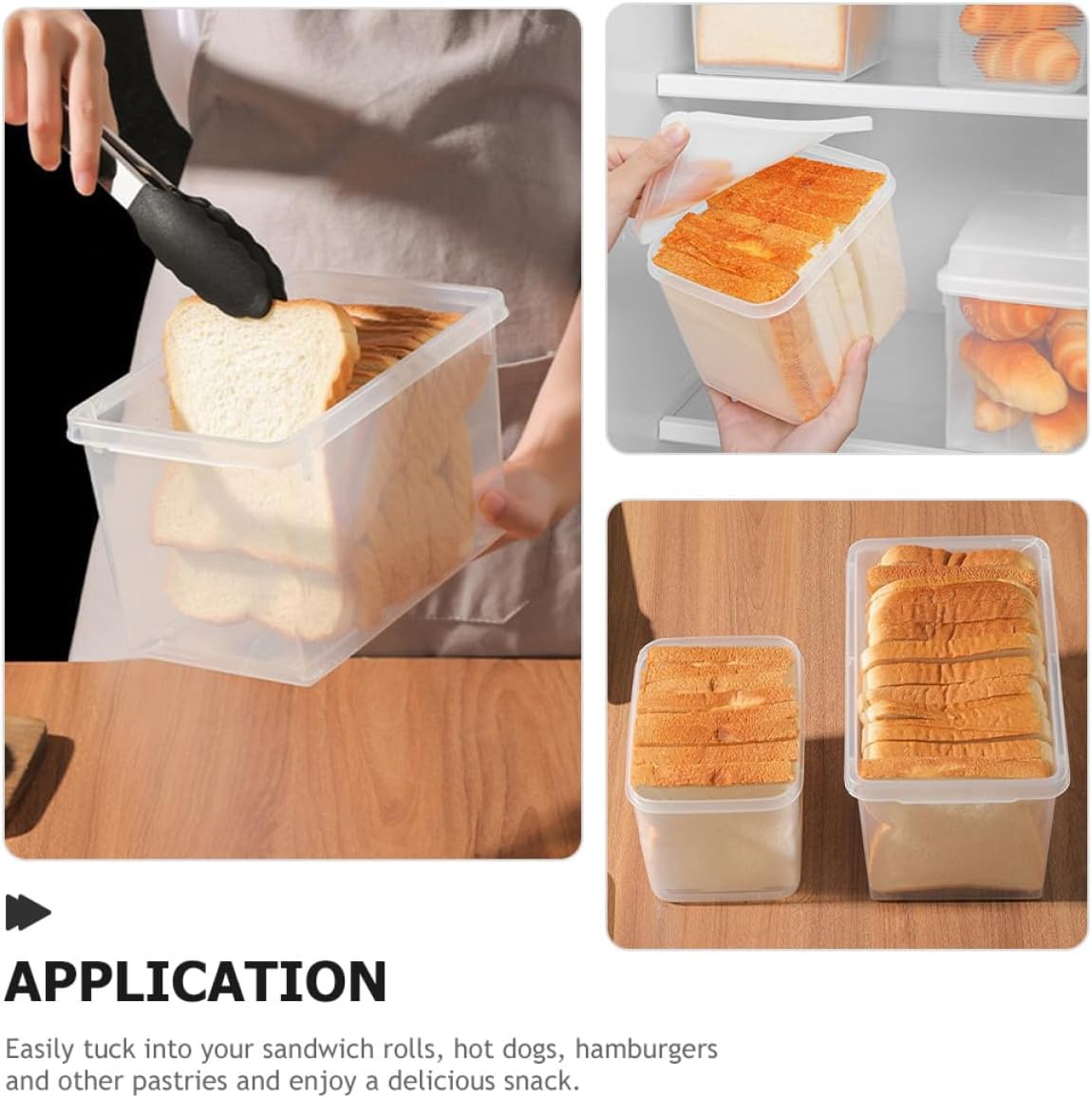 2pcs Transparent Bread Storage Box with Lid Countertop Bread Bin for Kitchen and Cheese Holder Smooth Rounded Edges Food Storage Organizer