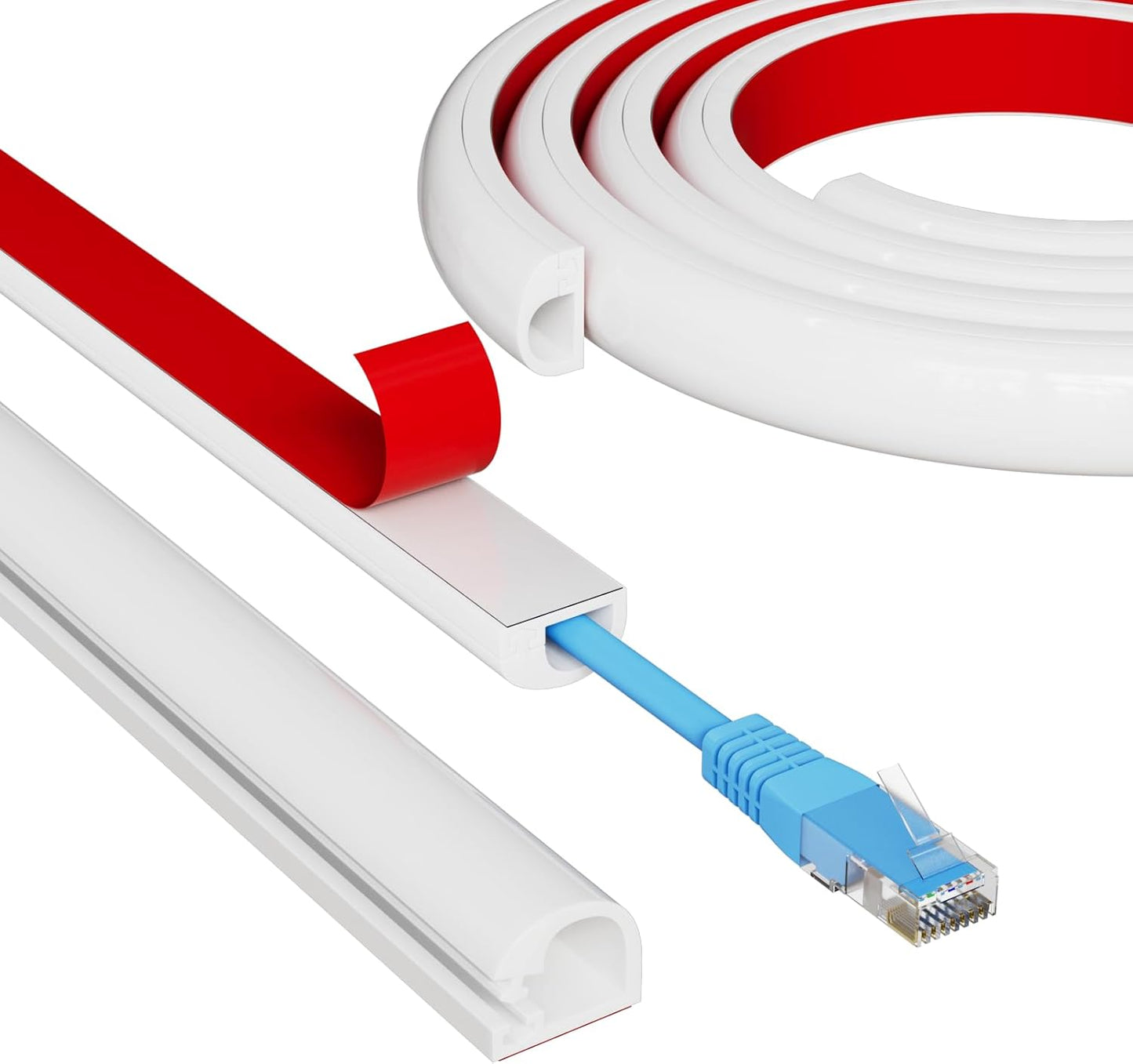 78" Side Open One Cord Hider (<1/4") for Wall Mounted Tv,Extension Cable Cover to Hide Conceal Cords Along Wall,Wire Raceway Management Cable Concealer Channel,Electric Cord Organizer Wiremold,White