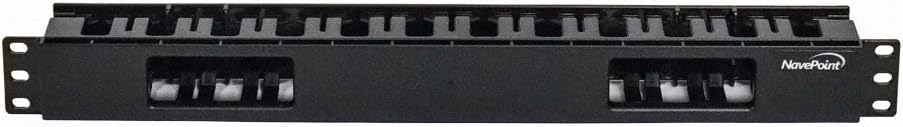 Navepoint 1U Horizontal 19-Inch Rack Mount Cable Management Raceway Duct Panel with Cover Black