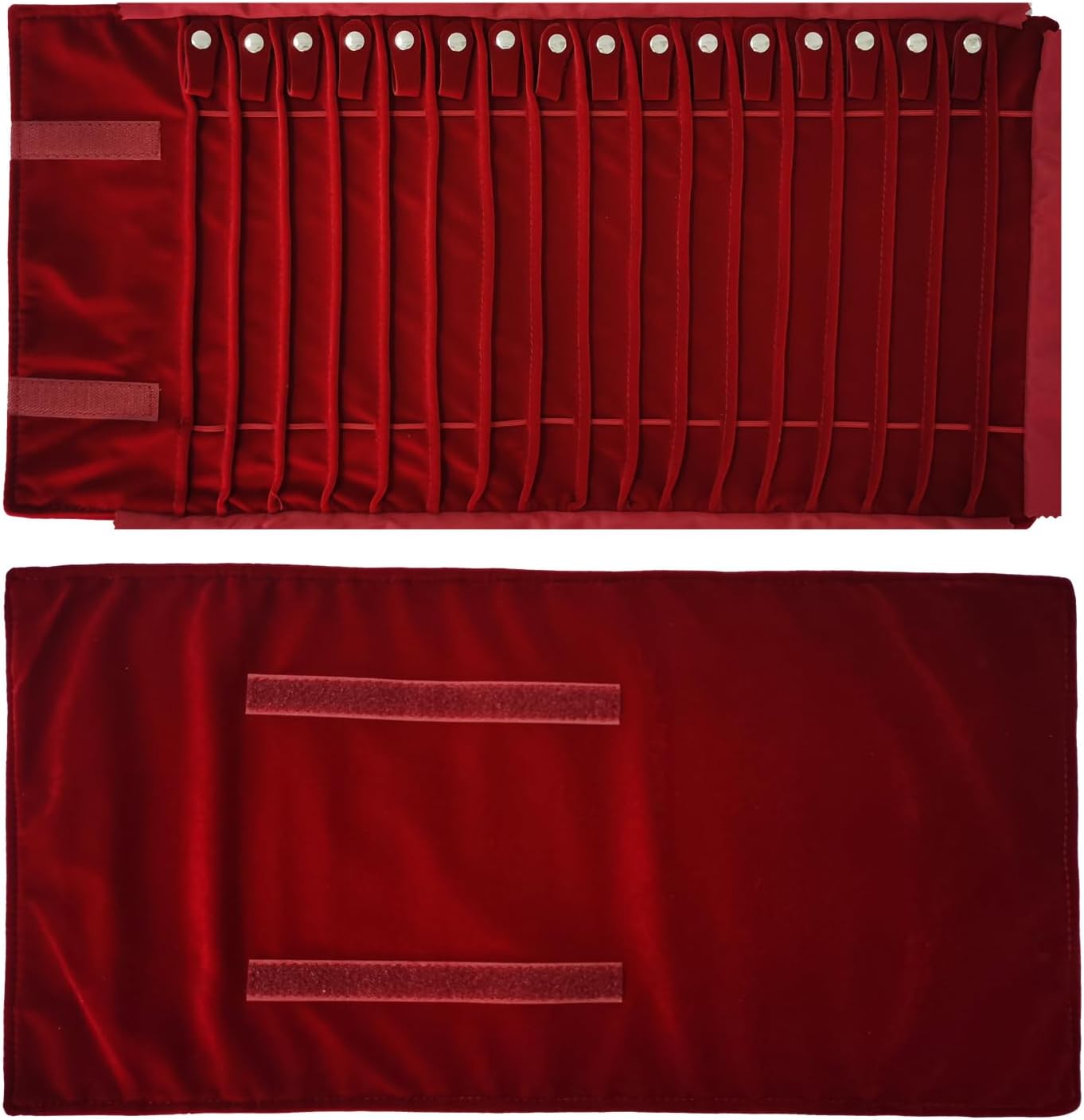 Portable Jewelry Roll Untangled Secure Necklace Travel Storage Bag Displays Holder 16 Chain (Burgundy)