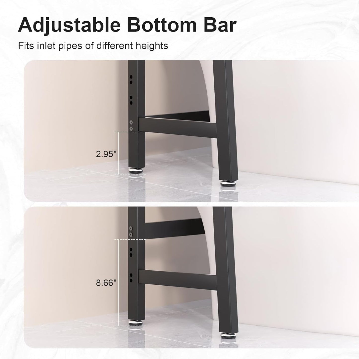 VASMIA Over The Toilet Storage Shelf,3-Tier Bathroom Organizer Over Toilet Storage Cabinet,Freestanding Space Saver with 3 Hooks Black and Rustic Brown