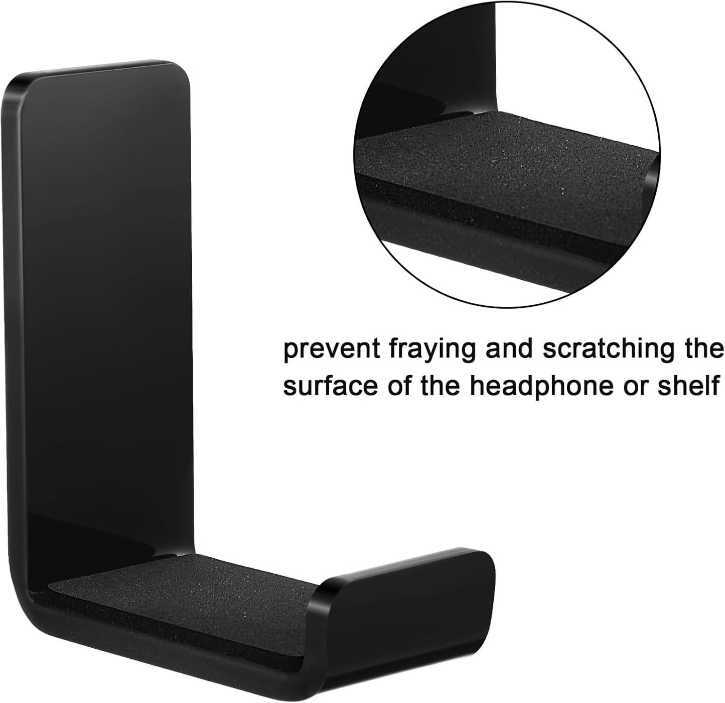 Weewooday 16 Pcs Headphone Hanger Headphone Holder Wall Hook Desk Bulk Adhesive Headset Wall Mount Stand General Purpose (Black)