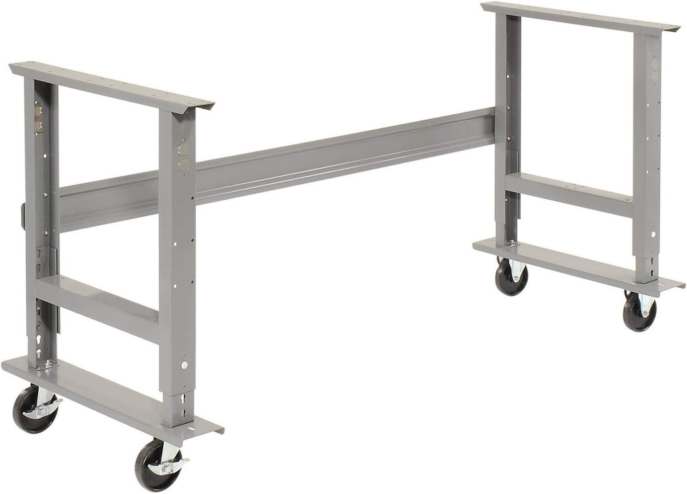 Global Industrial Mobile Adjustable Height C-Channel Leg Workbench, Maple Butcher Block Square Edge, 60" Wx30 D, Gray