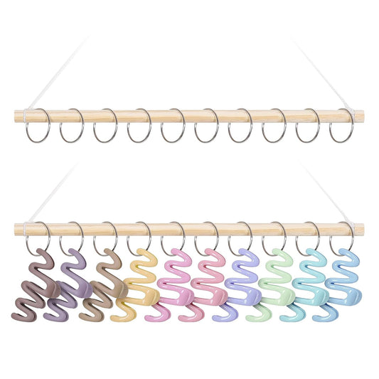 SNOWSTAR Macrame Hair Claw Clip Organizer with10 Metal Rings,Hanging Hair Clip Holder and Storage for Women Girls,Claw Clips Hanger Home Decor for Wall,Door,Closet