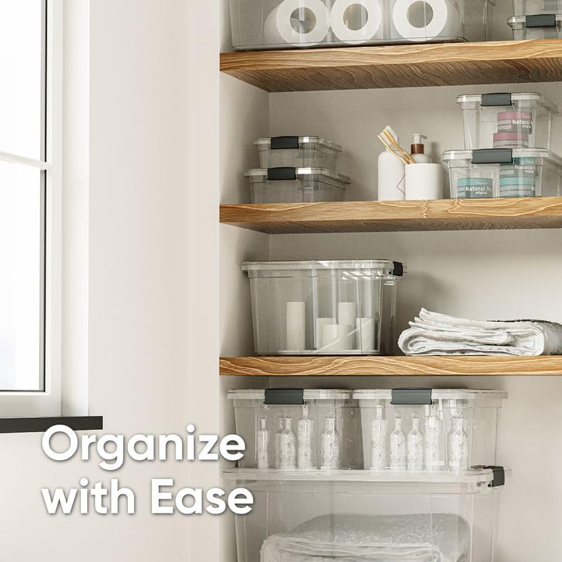 Superio Clear Storage Bins with Lids, Stackable Storage Box with Latches and Handles, Extra Small, 6 Pack 3 Quart