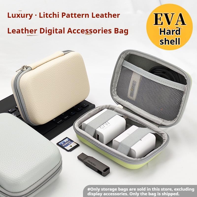 Custom Portable Protection Hard EVA Case – Personalized Logo/Text Travel Pouch for External Battery GPS, Hard Drive, USB Charging Cable – Universal Carrying Bag with Mesh Inner Pocket (Light Green)