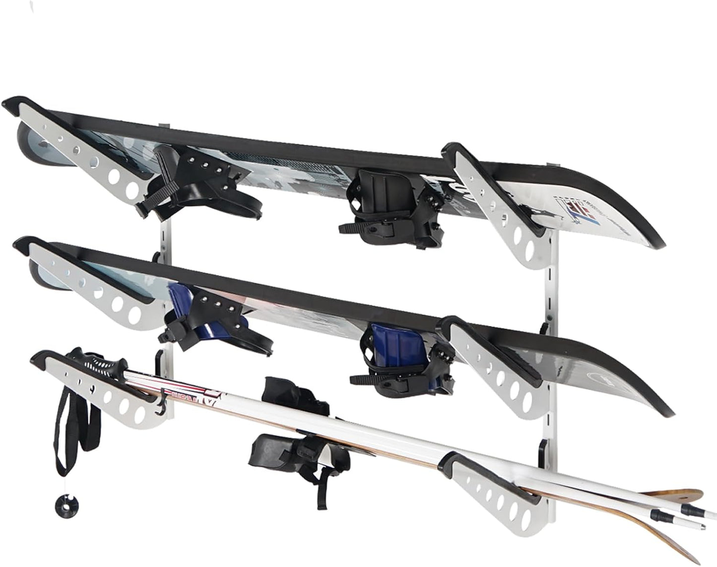 Snowboard Wall Racks, Adjustable Storage Rack for Ski, Surfboard, Wakeboard, Snowboard Wall Mount Display, White/Black