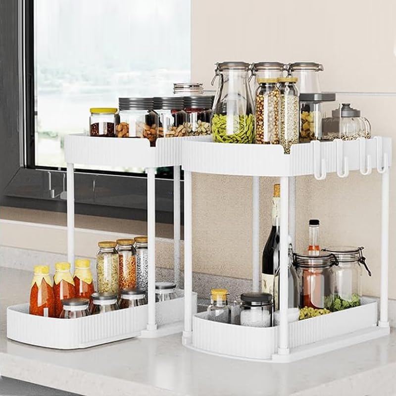 Multi-Purpose Pull-Out Storage Organizers, Under Sink & Cabinet Storage, 12.8 Inch, White (白色)