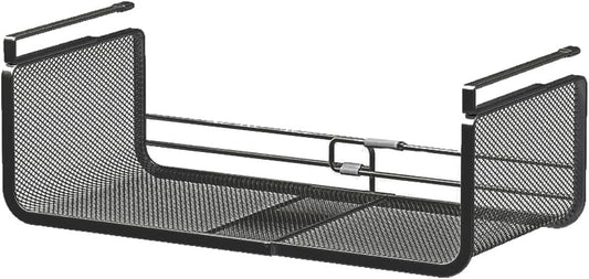 Expandable Under Shelf Basket Organizer, Under Shelf Storage, Hanging Baskets Under Cabinet for Pantry Kitchen Cupboard Desk Counter Bookshelf Space Saver Heavy Duty Slide-in (Black, 1 Pack)