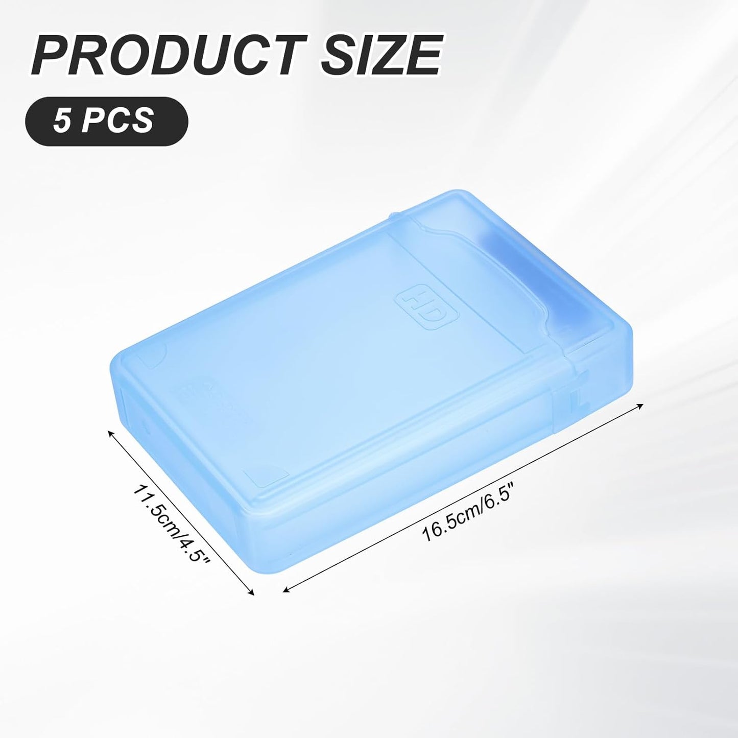 PATIKIL 6.5" x 4.5" Hard Drive Disk Case, 5Pcs Plastic Hard Disk Storage Box Portable Anti-Static Case for 3.5" External SSD HDD, Blue