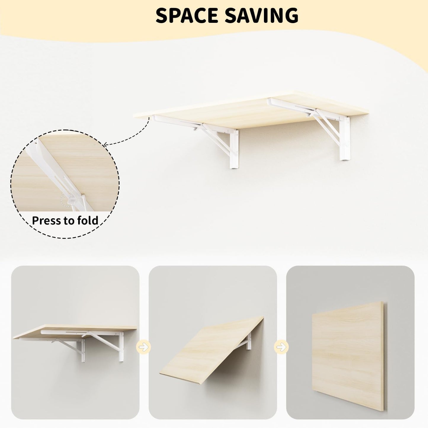 GOYLSER Laundry Room Wall Mounted Folding Table, Kitchen Restaurant Home Bar Work Table, Waterproof Easy to Install and Clean