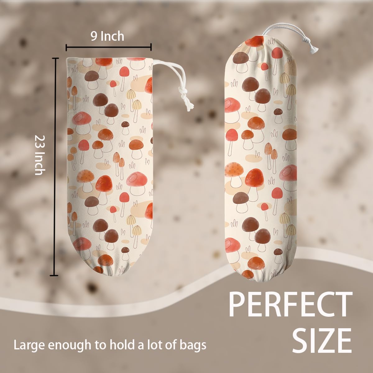 Mushroom Plastic Bag Holder, Reusable Grocery Bags Holder, Washable Hanging Shopping Bags Carrierfor Home Kitchen, Kitchens Housewarming Gifts, Kitchen Pattern Garbage Bag 51