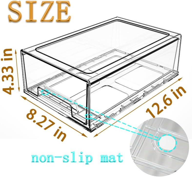 clear Drawer-Type Plastic Storage Box Bins Organizer，Family First Aid Kits Medicine cabinet Box Organizer,Closet ，Shelf，Ointments, Adhesive Bandages，Cosmetics,Office Items (clear, 2L)