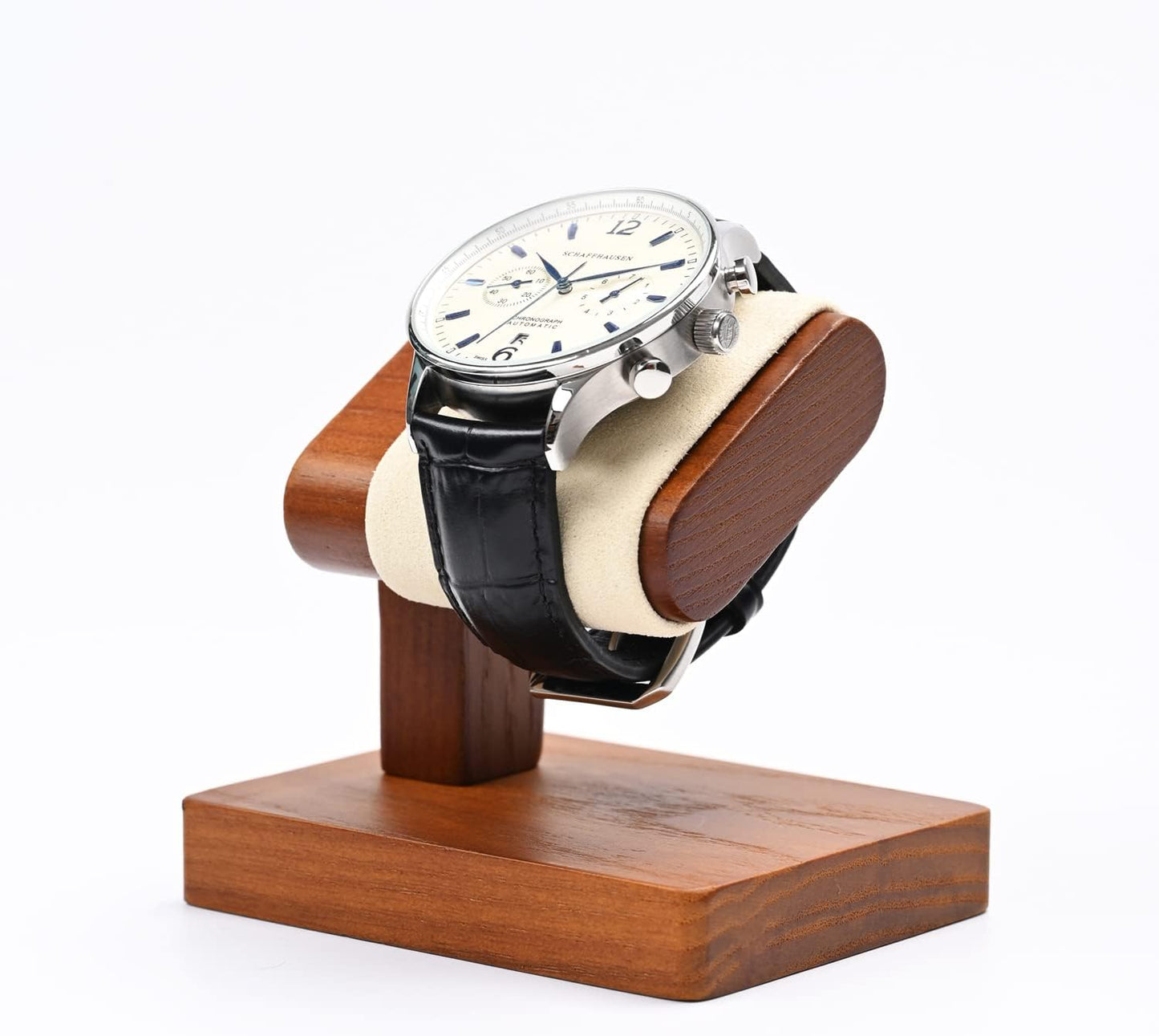 Oirlv Solid Wood Single Watch Display Stand Showcase Bracelet Bangle Jewelry Display Holder Wristwatch Holder for Men or Women(Creamy-white)