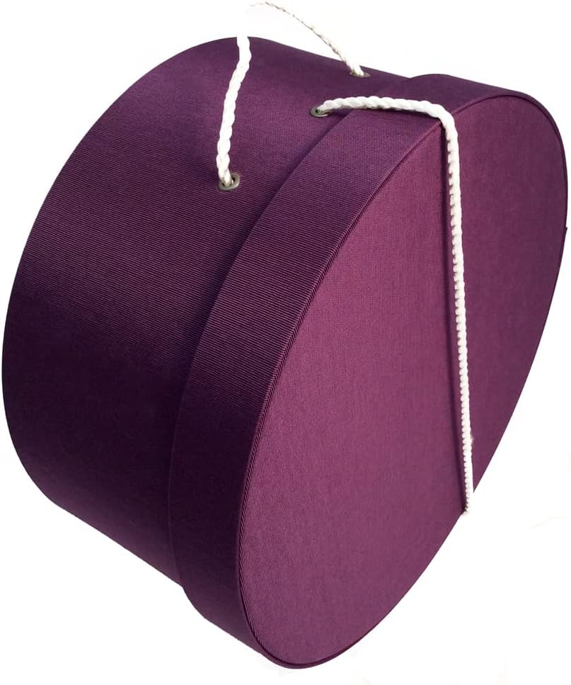 Sarah's Hat Boxes Classic Amethyst Hat Box – 14.75" x 7.5" (Dia. x Ht.) Handmade in USA – Odorless Non-Toxic Adhesive, Cording Handle – Premium Storage for Hats & Accessories