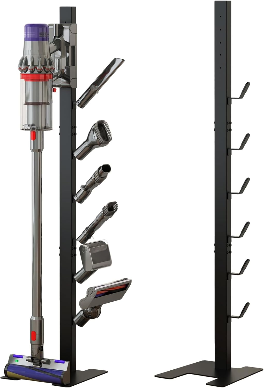 MOOPHY Vacuum Stand for Dyson V15 V12 V11 V10 V8 V7 V6, Stable Metal Storage Holder Standing Dock Station for Dyson Handheld Cordless Vacuum Cleaner & Accessories, 6 Hooks