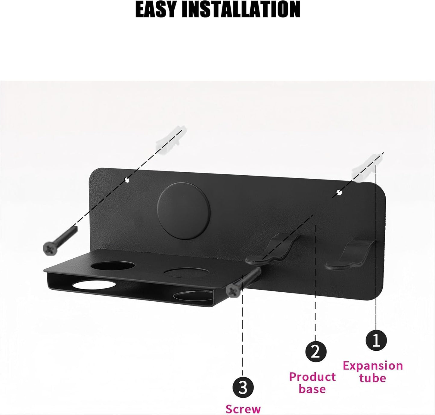 Hair Dryer Wall Mount Holder Compatible with Dyson Supersonic,Hair Styler Nozzle Attachments Organizer Storage Bracket for Bathroom