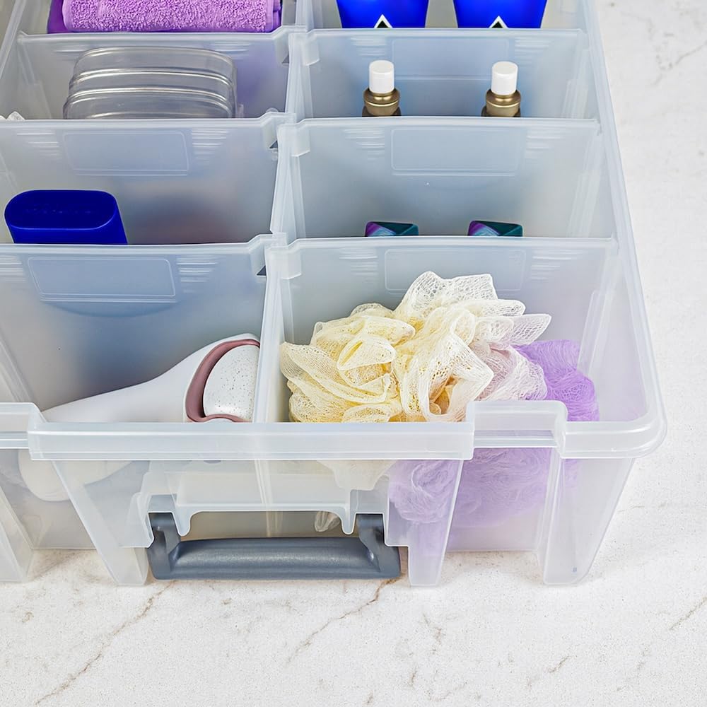 Best Kept Super Satchel Double Deep Compartment Box - Art Storage with 8 Removable Compartments | Smart Closure for Craft Supplies, Home & Office Improvement