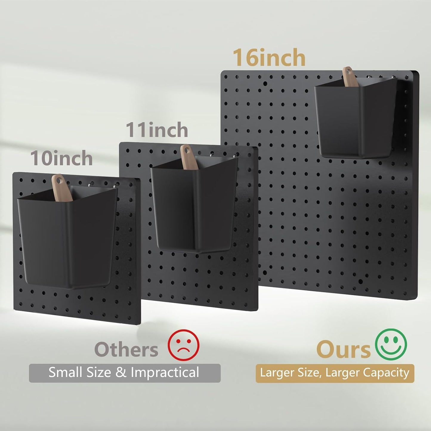 FZK Pegboard 32"*32",Black Pegboard 4pcs and 46 Peg Board Hooks with Strong Ribs Back Holds up for 200Ib,Peg Board Organizer for Walls for Garage Workshop Office