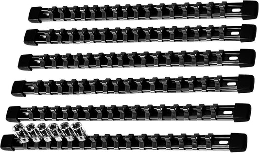 AMM 6-Piece Socket Organizer，1/4 inch Drive ABS Tools-Socket Holder，Heavy Duty Socket Racks，Premium Quality Socket Clip Rail Holder，The best tool trays in the garage