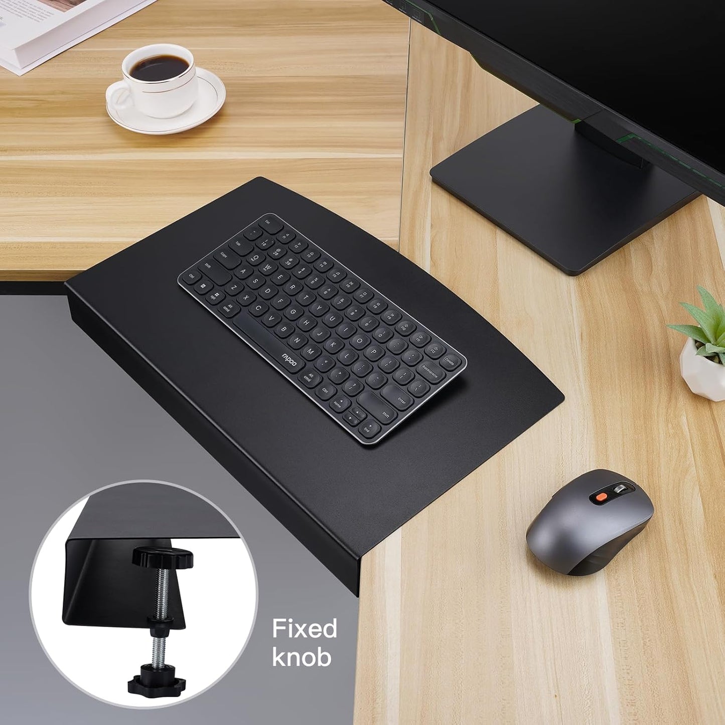 17 inch Corner Desk Connector Platform for Mounting Under-Desk Keyboard Trays on L-Shaped Workstations,Platform Extender Attachment (Black)