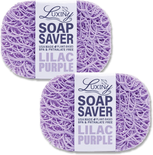 Soap Savers for bar soap, American Made by Luxiny, Lifts Soap in Soap Dishes & Shower Soap Holders -Handmade Soap Lasts Longer -Made from Plant Based Material (Lavender Lilac Purple)