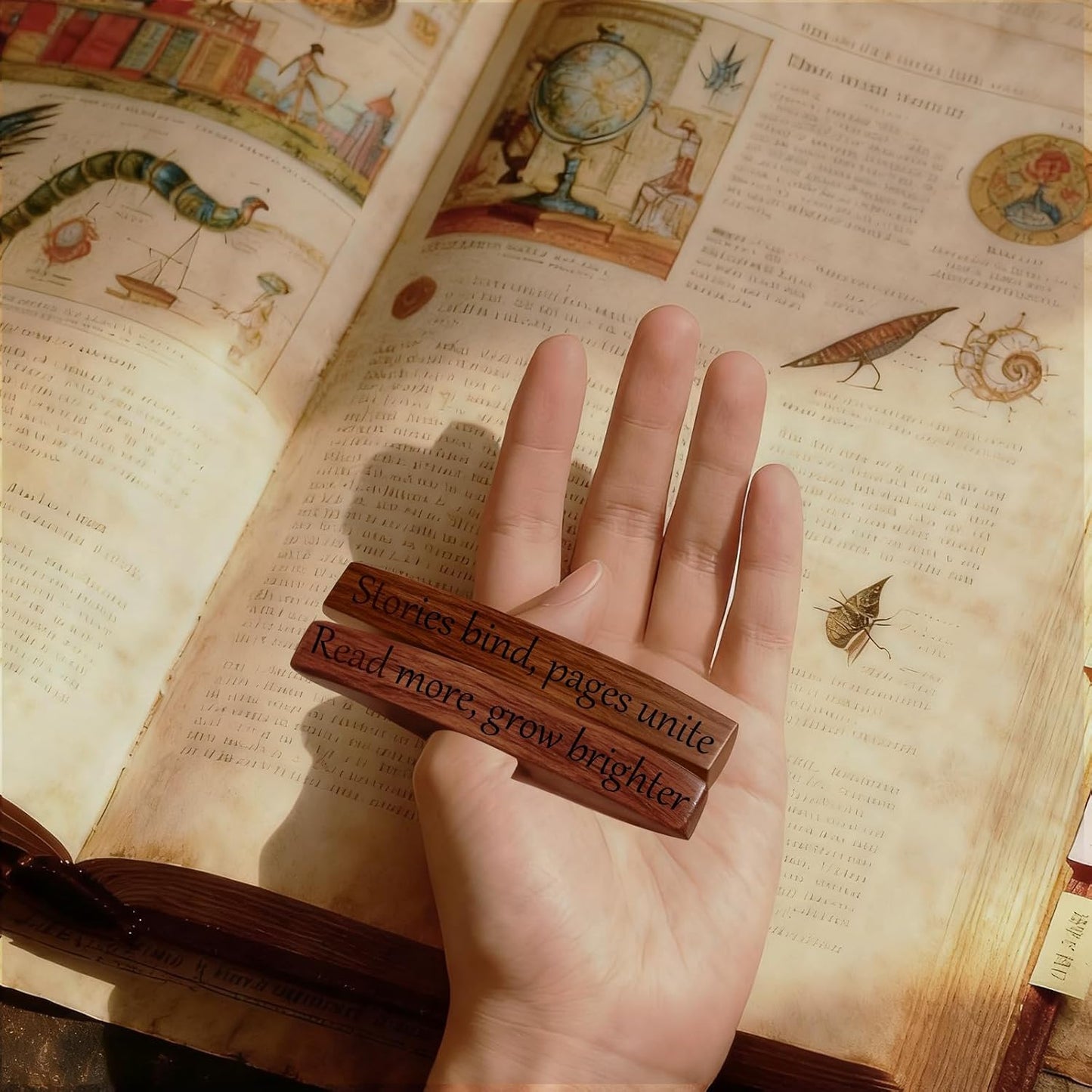 Personalized Book Page Holder Engraved Text - Custom Wooden Thumb Page Holder Wood Reading Accessory (wx02)