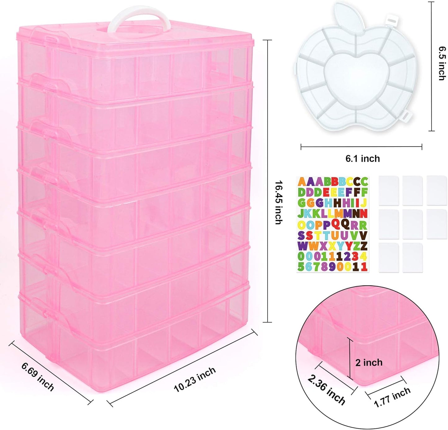 Inscraft 7 Tier Craft Storage Boxes with Compartments, 70 Adjustable Plastic Organiser Storage Boxes for Crafts, Beads, Screw, Washi Tap, Stackable Storage Sorting Box for Toys, Crafts, Art Supplies