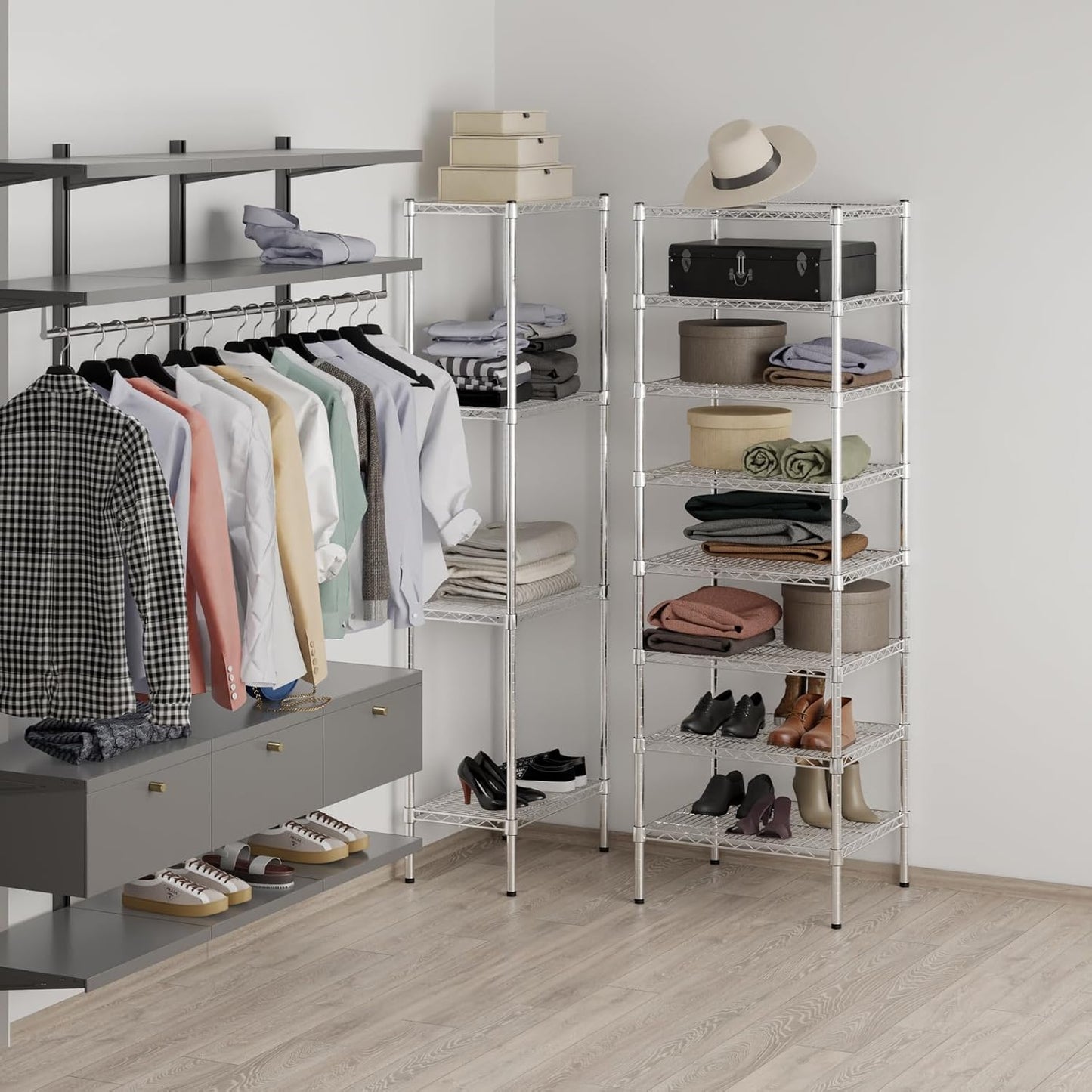 21" Deep x 24" Wide x 74" Height Wire Shelving Kit | 8-Tier | NSF Commercial Storage Rack Unit