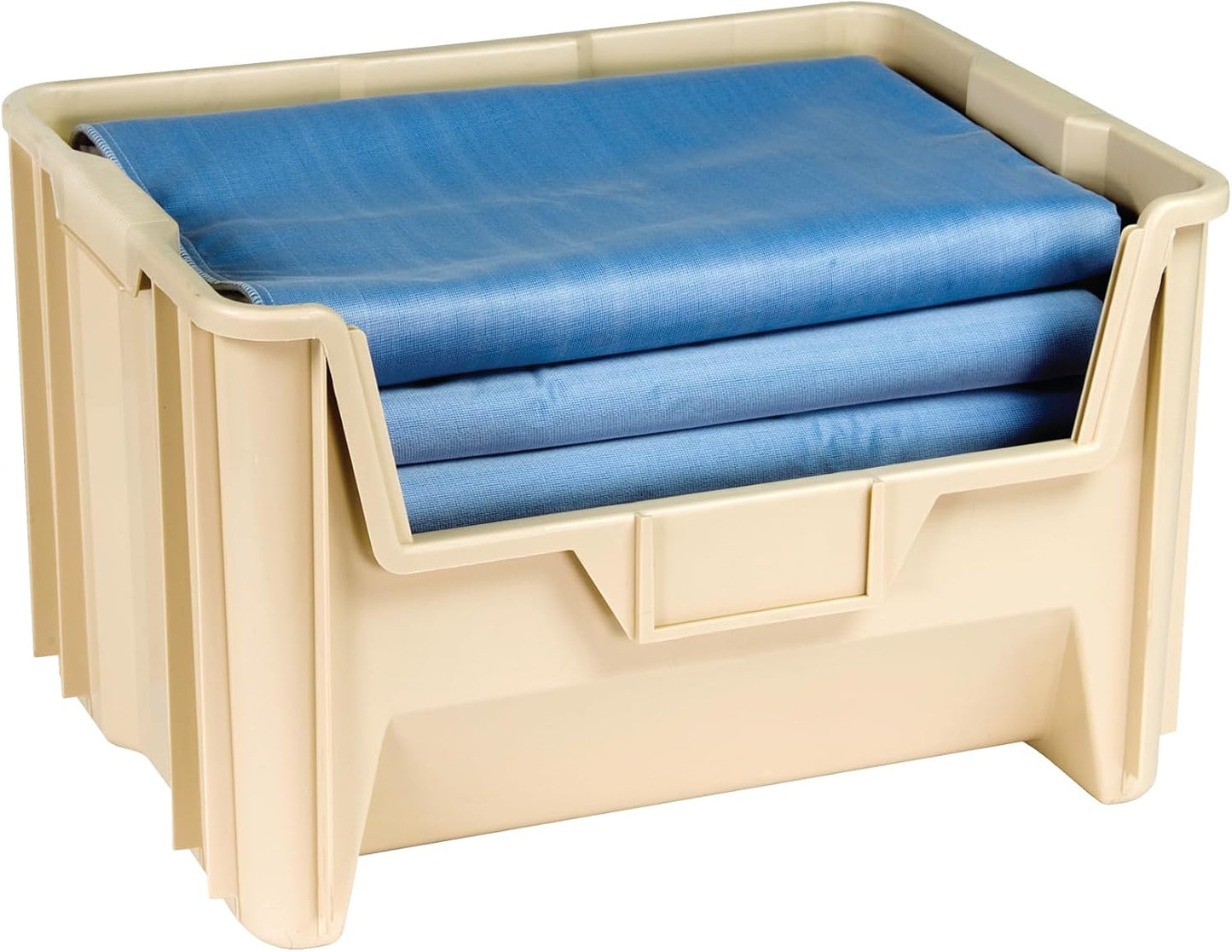 Hudson Exchange 20" x 15" x 12.5" (3 Pack) Plastic Giant Stackable Hopper Bin Container, Tan
